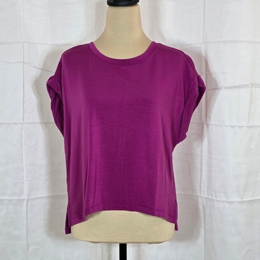Lou & Grey Signature Soft Magenta‎ Purple Cuffed Cap Sleeve Top S 558850